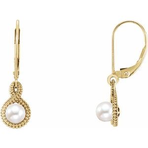 14K Yellow Gold Beaded Cultured Freshwater Pearl Earrings