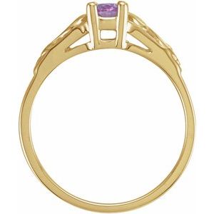 14K Yellow Gold October Youth Imitation Birthstone Ring