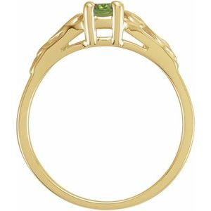 14K Yellow Gold August Youth Imitation Birthstone Ring