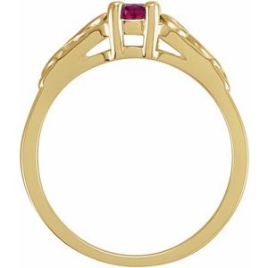14K Yellow Gold July Youth Imitation Birthstone Ring