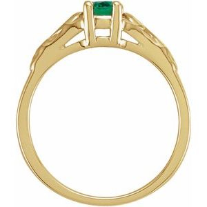 14K Yellow Gold May Youth Imitation Birthstone Ring