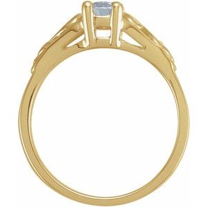 14K Yellow Gold April Youth Imitation Birthstone Ring