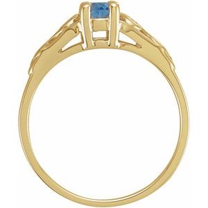 14K Yellow Gold March Youth Imitation Birthstone Ring