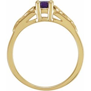 14K Yellow Gold February Youth Imitation Birthstone Ring