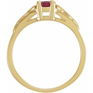 14K Yellow Gold January Youth Imitation Birthstone Ring