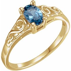 14K Yellow Gold December Youth Imitation Birthstone Ring
