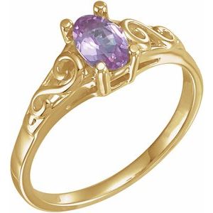14K Yellow Gold October Youth Imitation Birthstone Ring