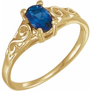 14K Yellow Gold September Youth Imitation Birthstone Ring