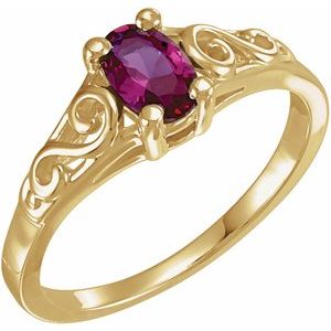 14K Yellow Gold July Youth Imitation Birthstone Ring