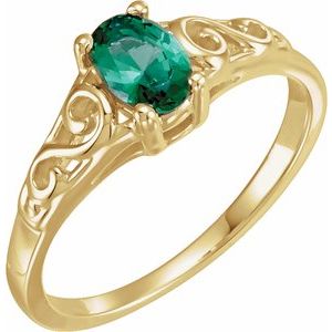 14K Yellow Gold May Youth Imitation Birthstone Ring