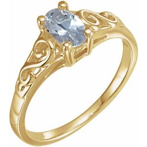 14K Yellow Gold April Youth Imitation Birthstone Ring