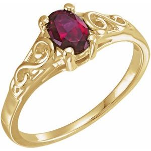 14K Yellow Gold January Youth Imitation Birthstone Ring