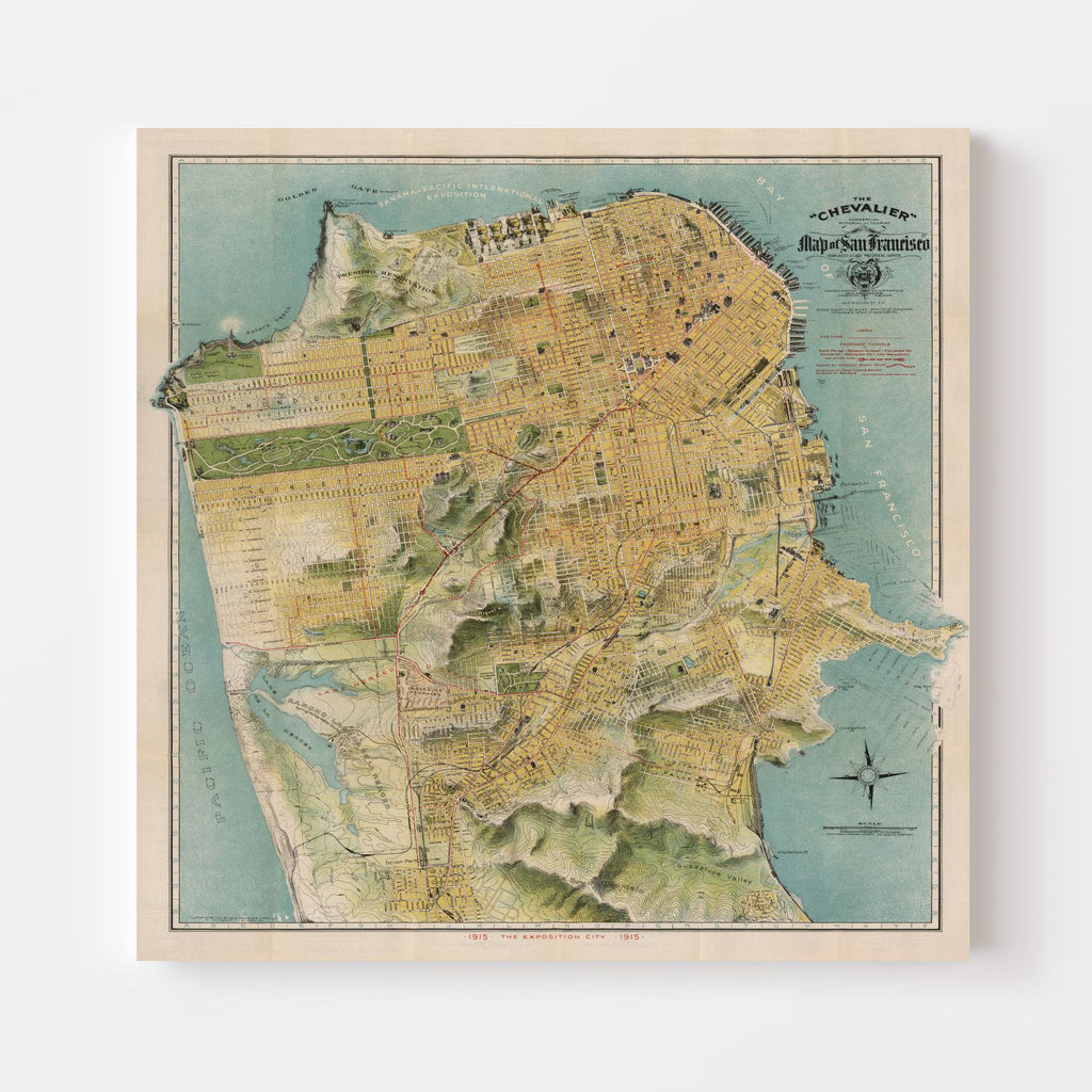 Vintage Map of San Francisco, California 1915