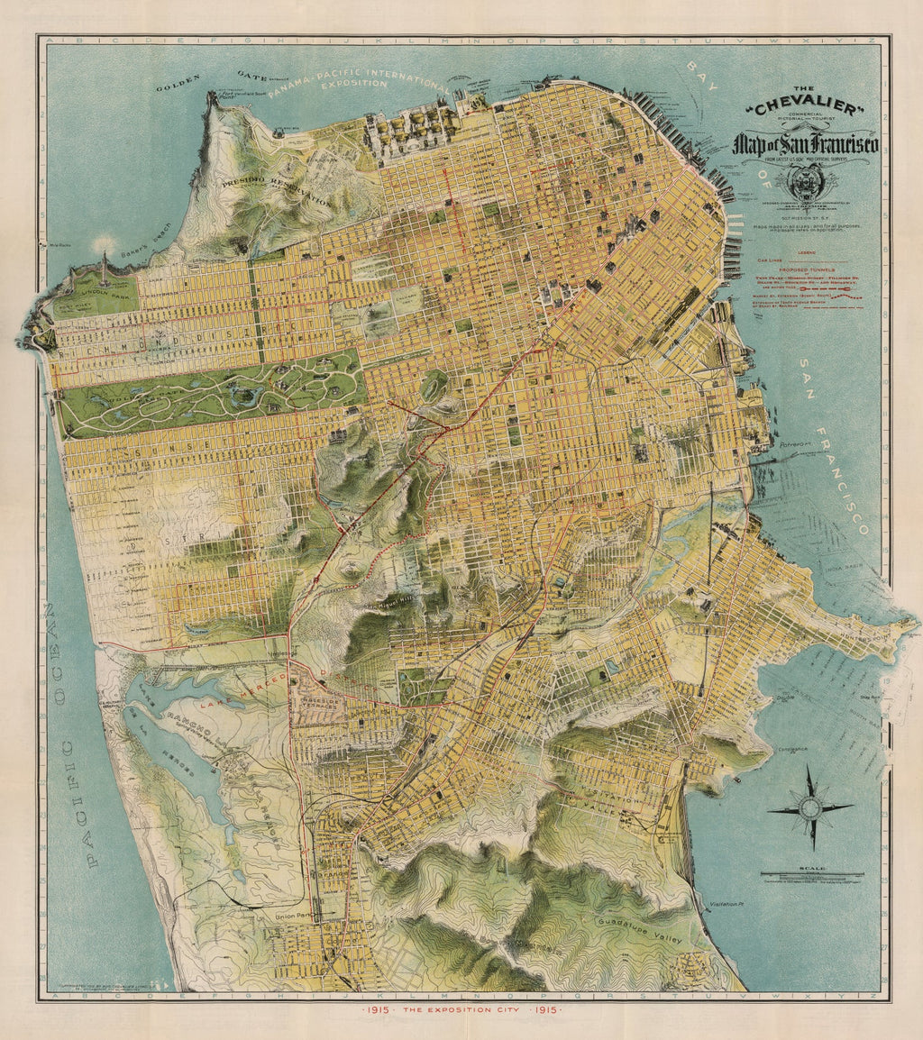 Vintage Map of San Francisco, California 1915