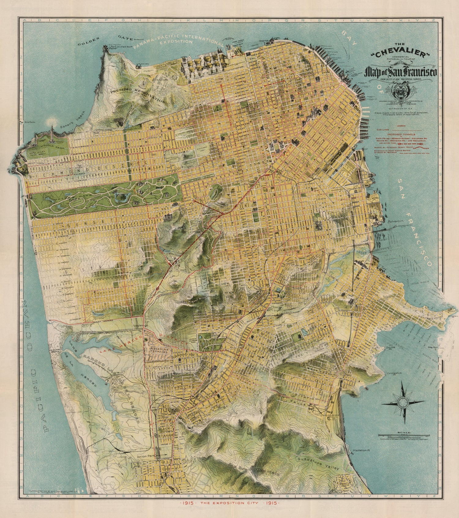 Vintage Map of San Francisco, California 1915