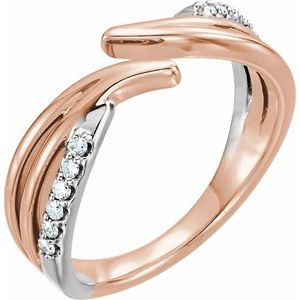 14K Rose/White Gold 1/8 CTW Natural Diamond Bypass Ring