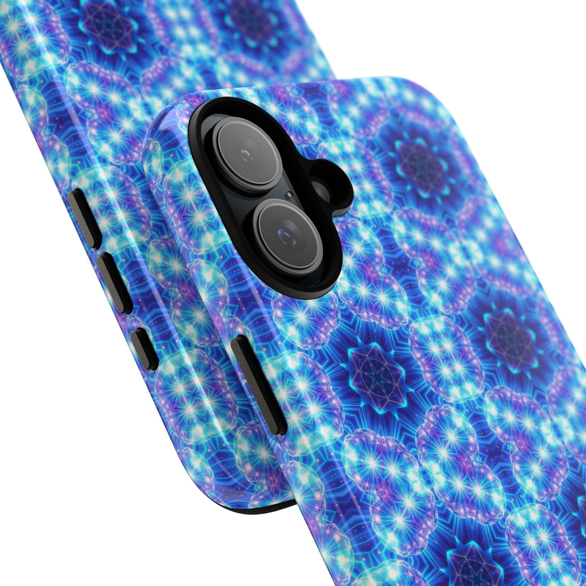 Blue Mandalas with Neon Lights Tough Phone Cases