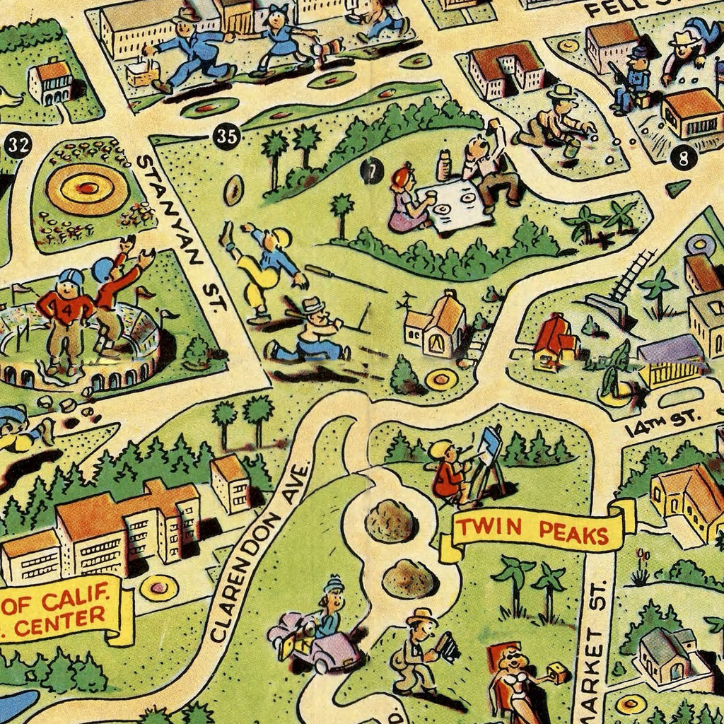 Vintage Map of San Francisco, California 1952