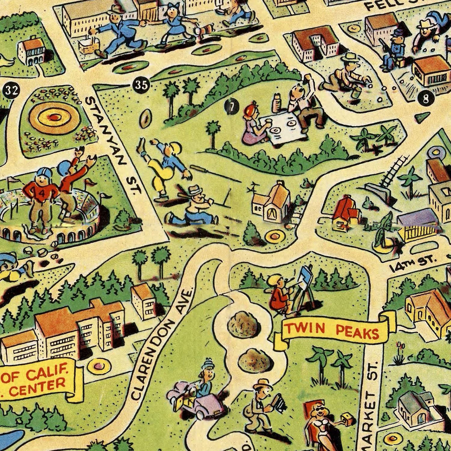 Vintage Map of San Francisco, California 1952