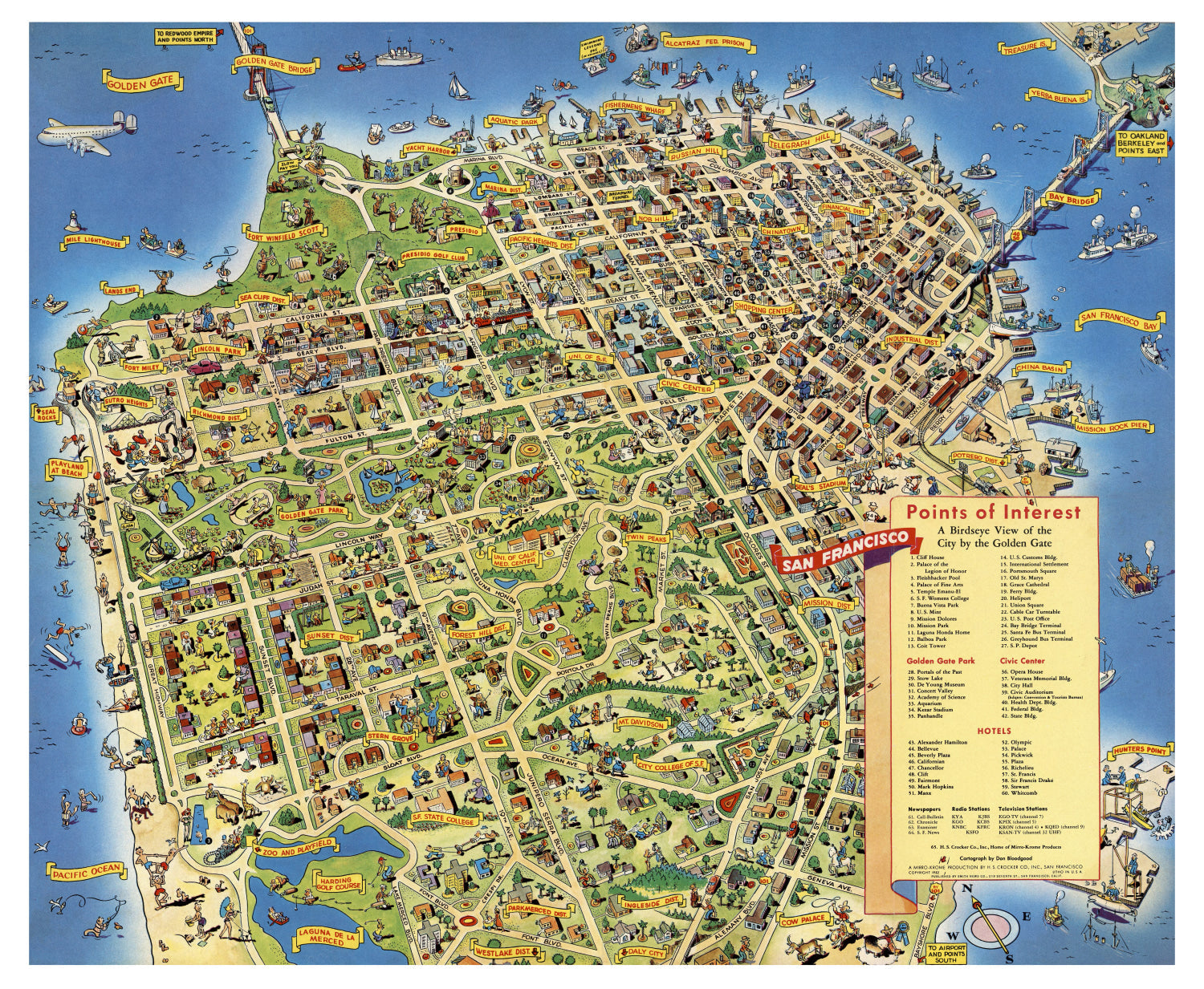 Vintage Map of San Francisco, California 1952