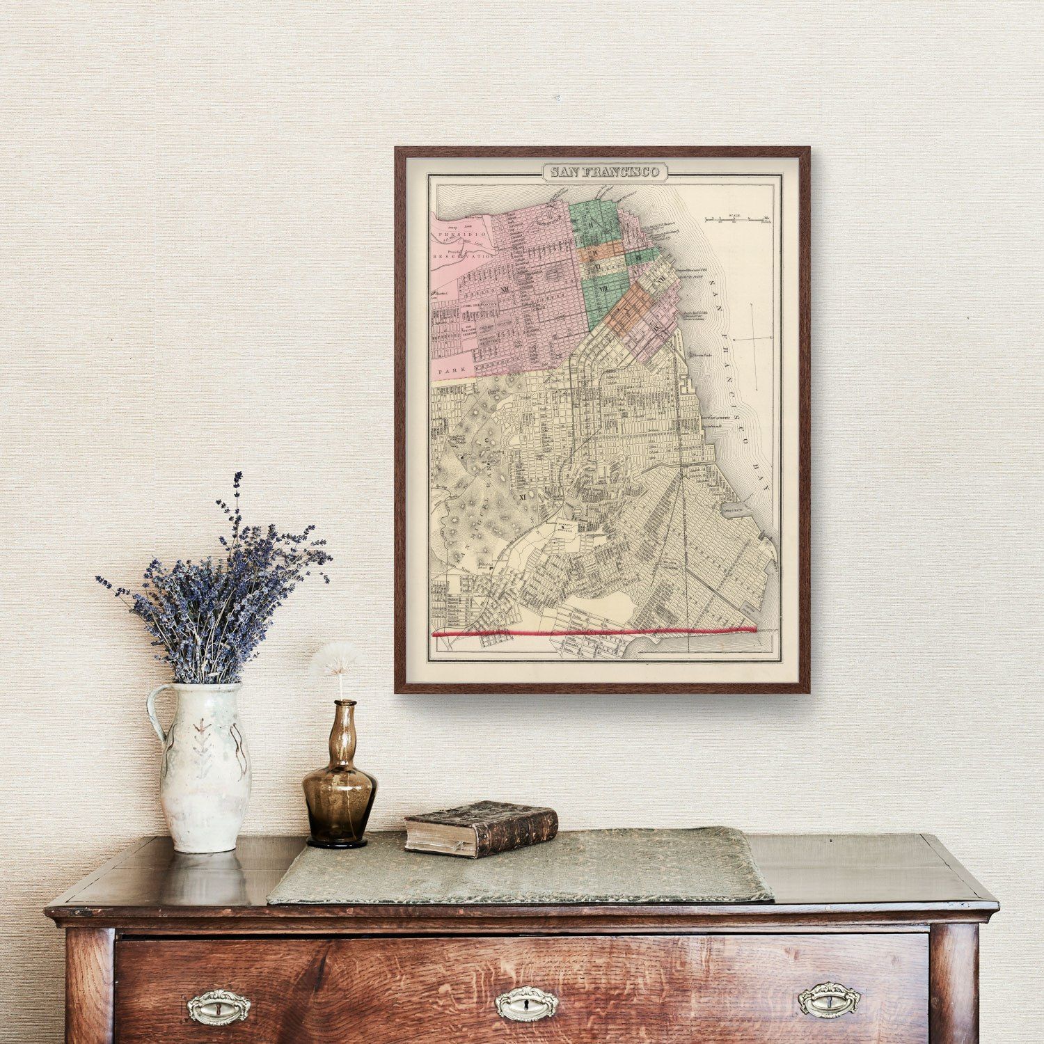 Vintage Map of San Francisco, California 1874