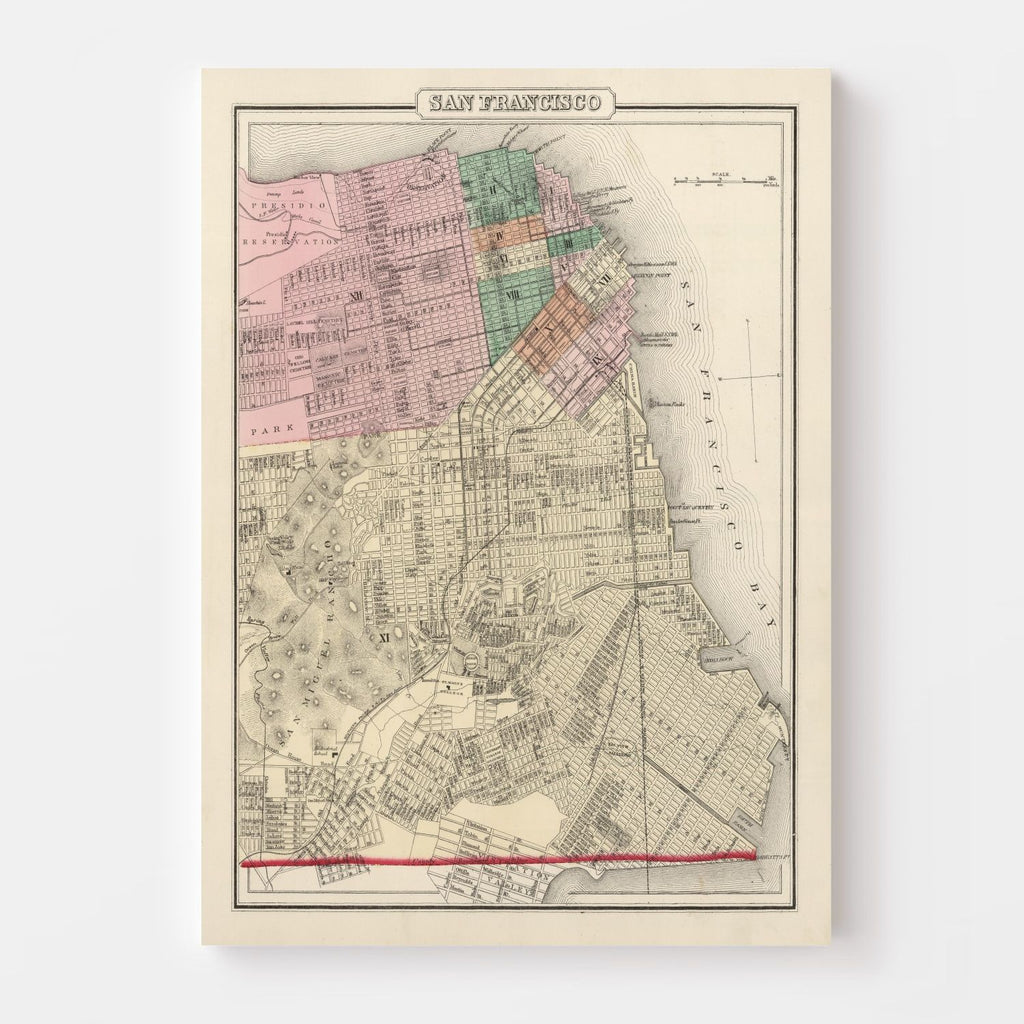 Vintage Map of San Francisco, California 1874