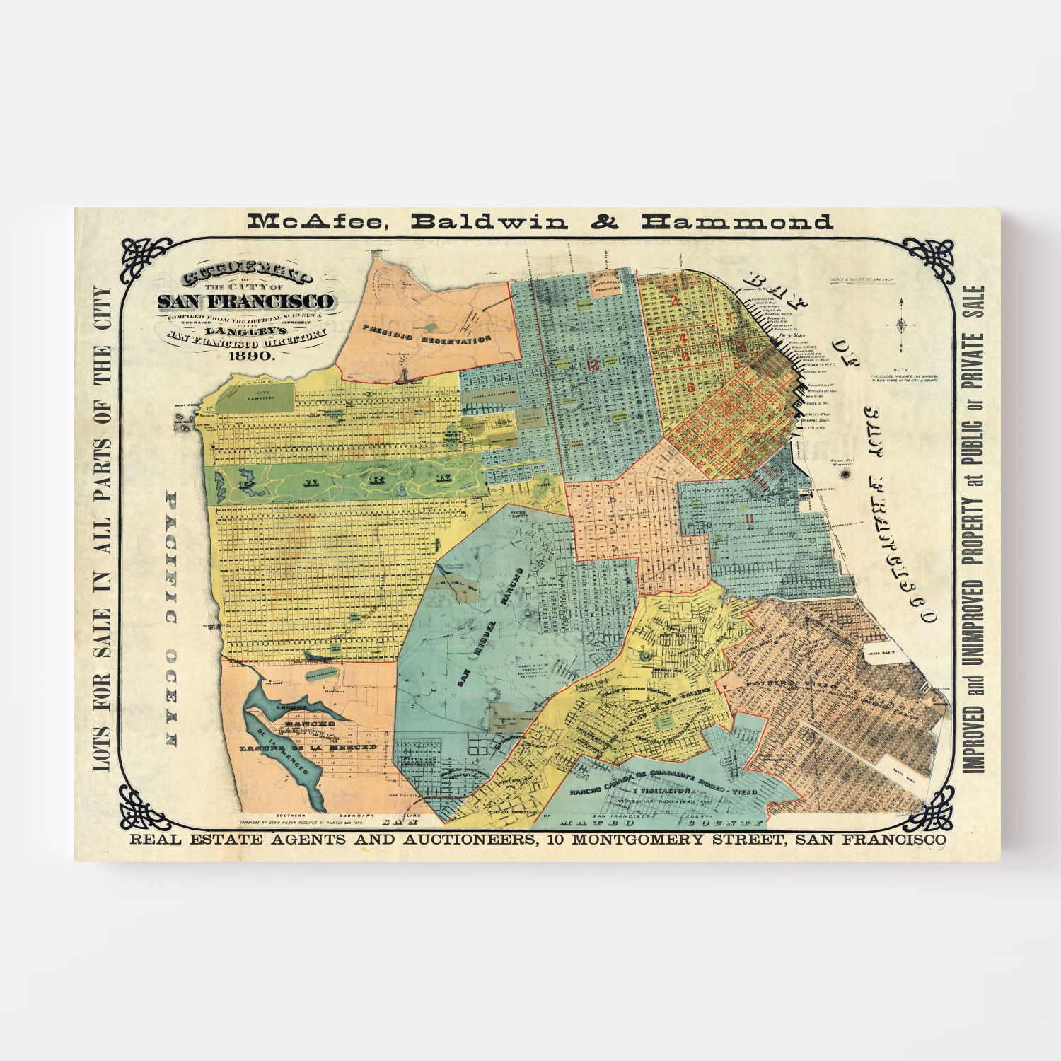 Vintage Map of San Francisco, California 1890