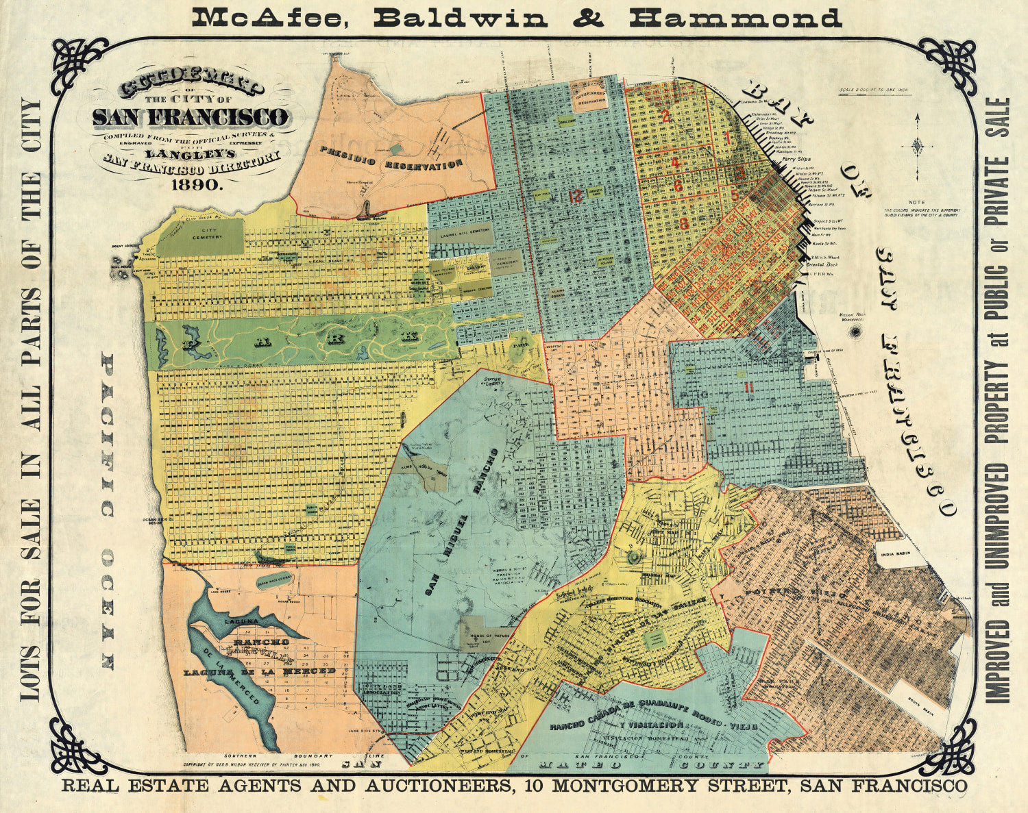 Vintage Map of San Francisco, California 1890