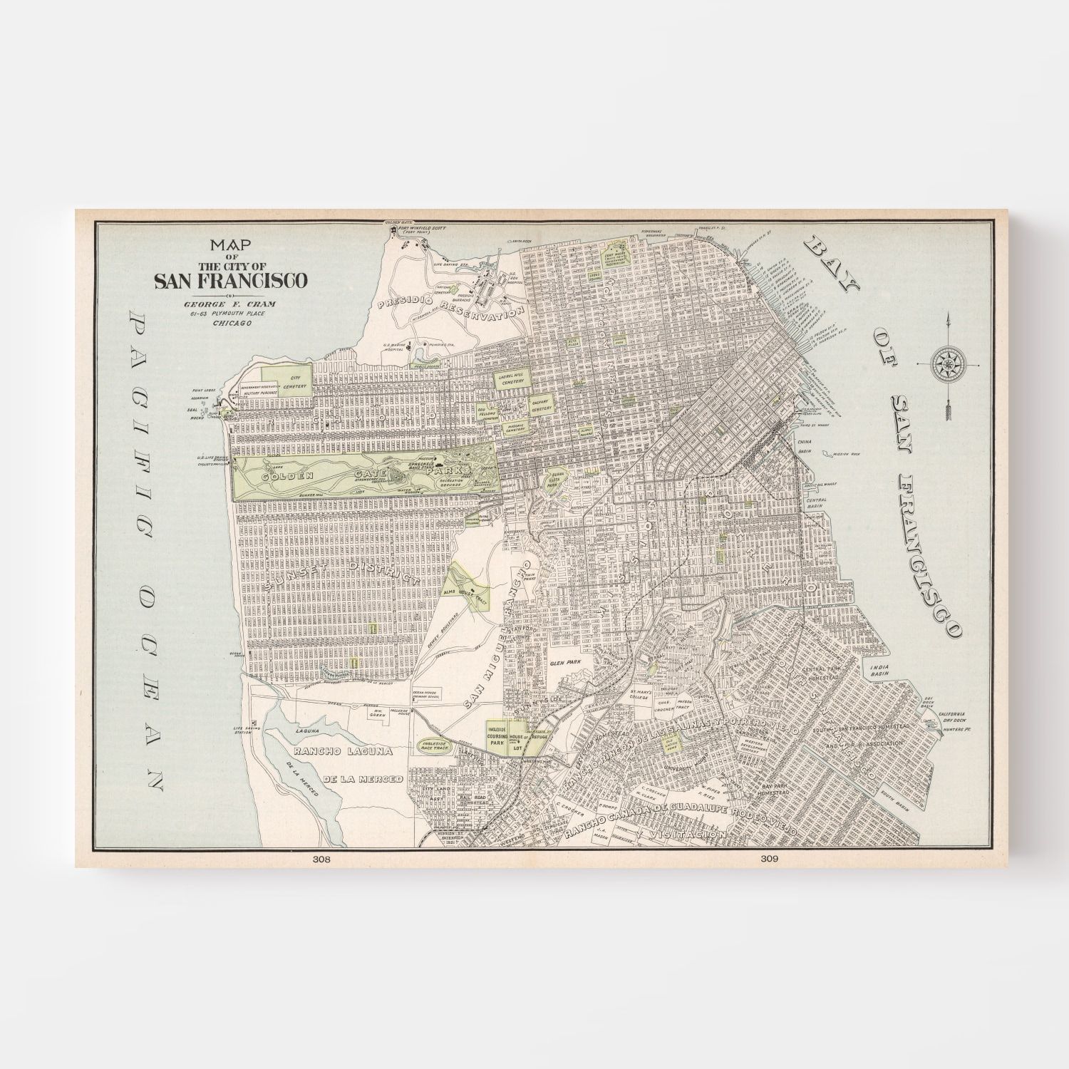 Vintage Map of San Francisco, California 1901