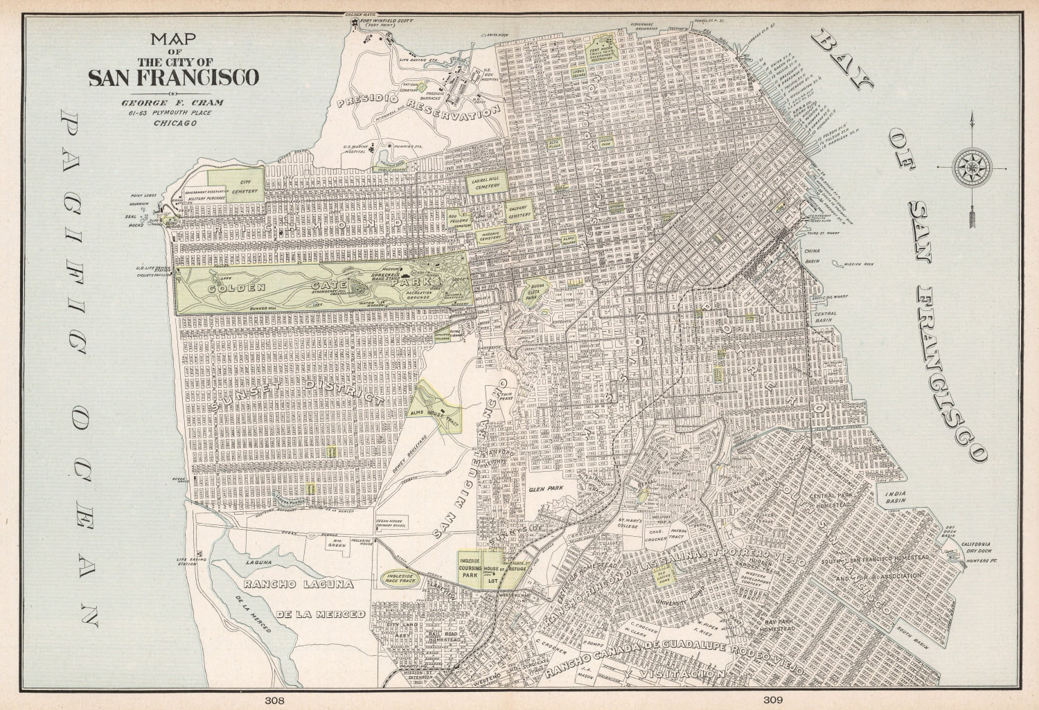 Vintage Map of San Francisco, California 1901
