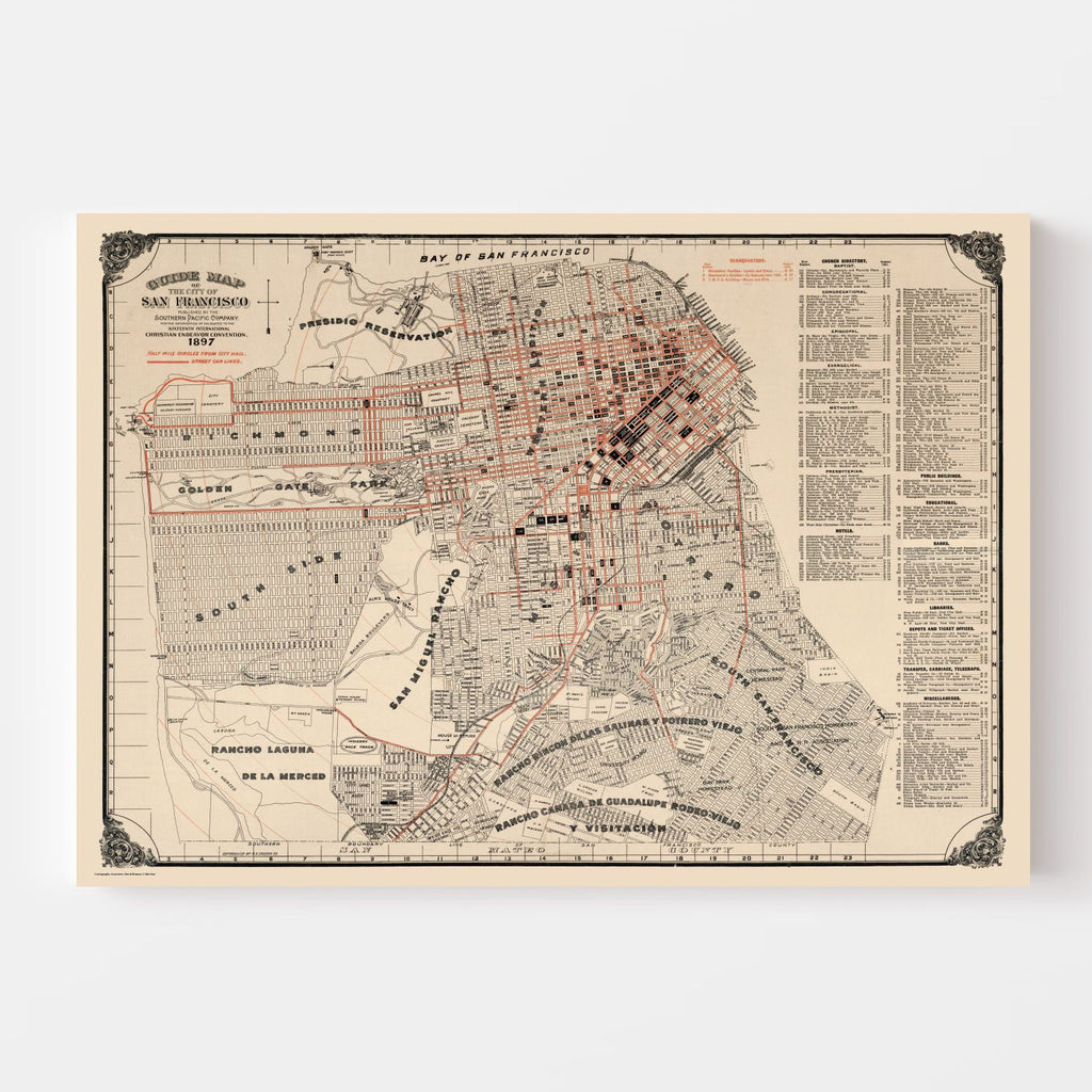 Vintage Map of San Francisco, California 1897