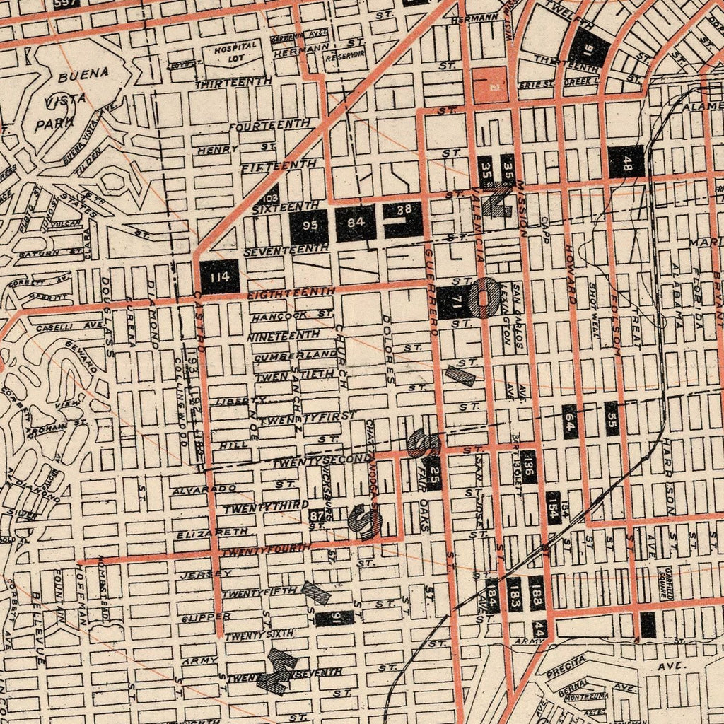 Vintage Map of San Francisco, California 1897