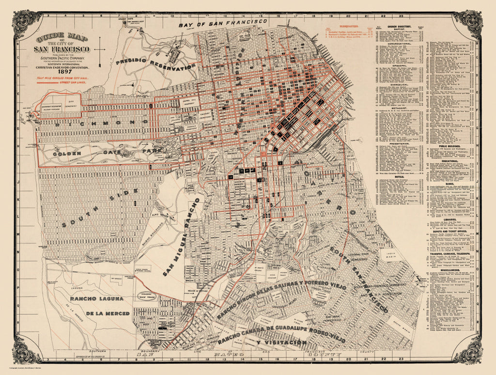Vintage Map of San Francisco, California 1897