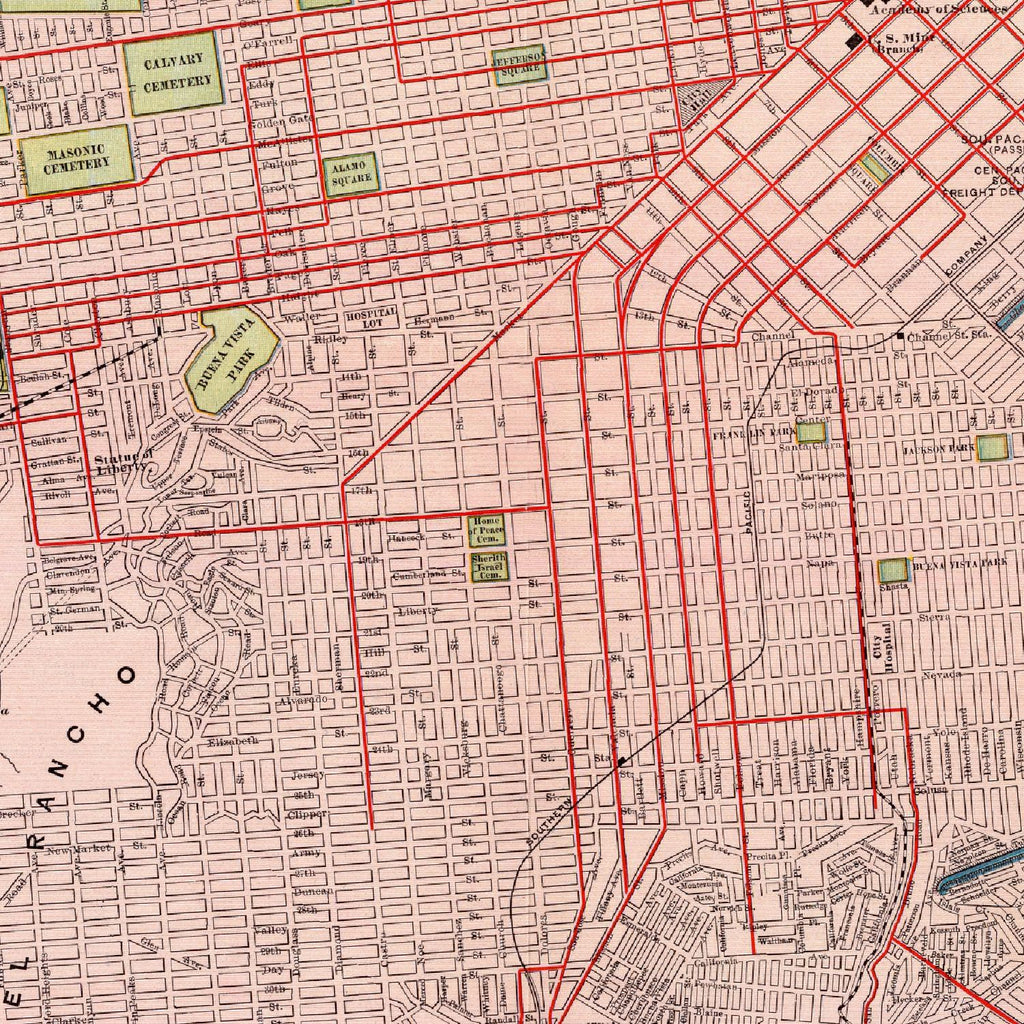 Vintage Map of San Francisco, California 1897