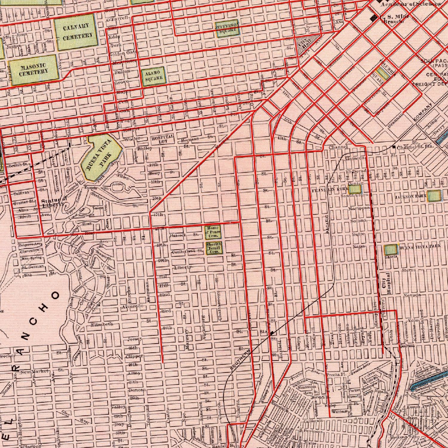 Vintage Map of San Francisco, California 1897