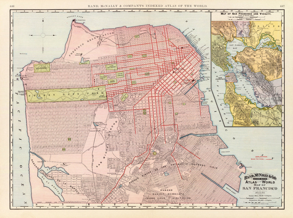Vintage Map of San Francisco, California 1897