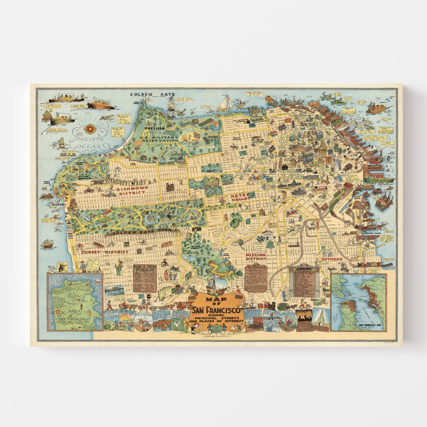 Vintage Map of San Francisco, California 1927