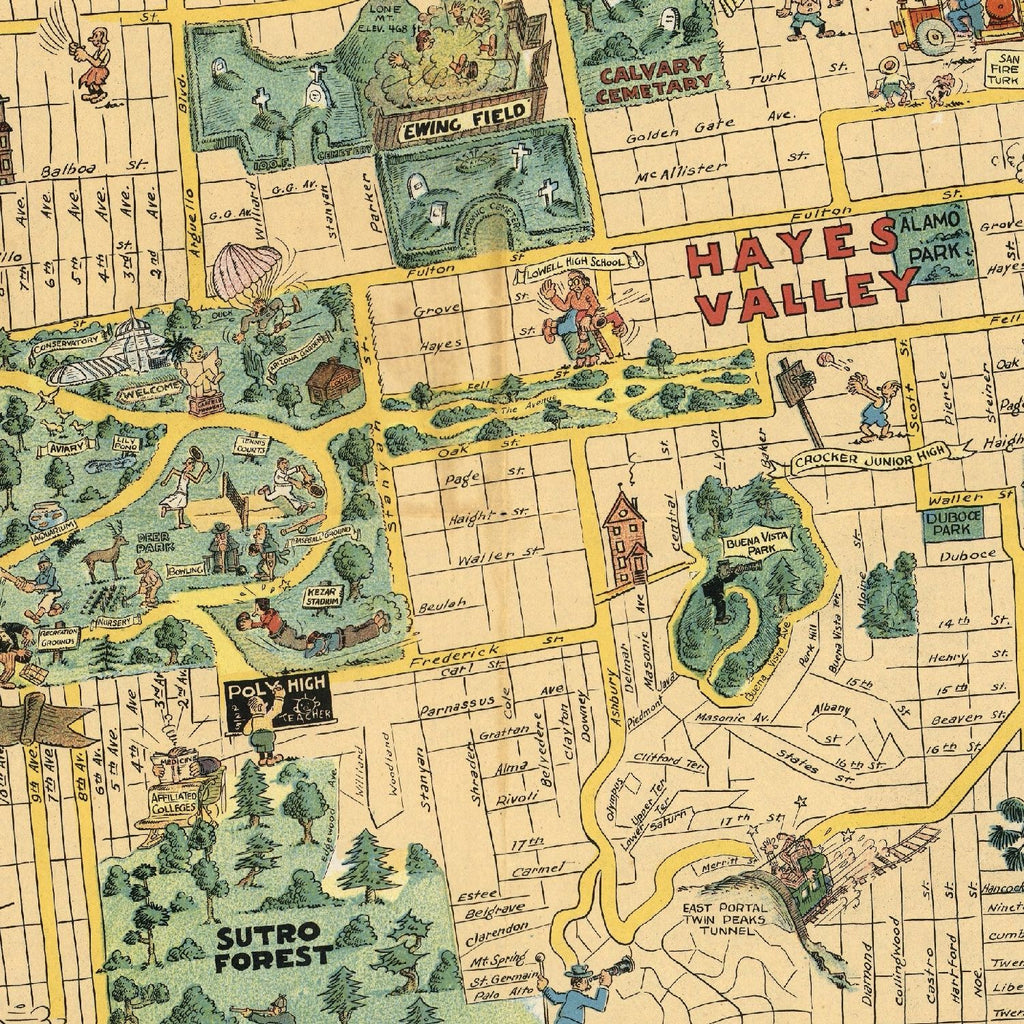 Vintage Map of San Francisco, California 1927