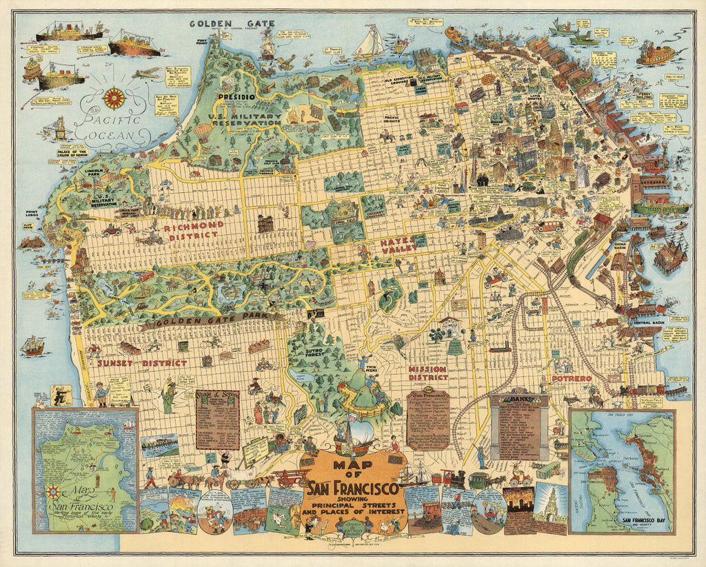 Vintage Map of San Francisco, California 1927