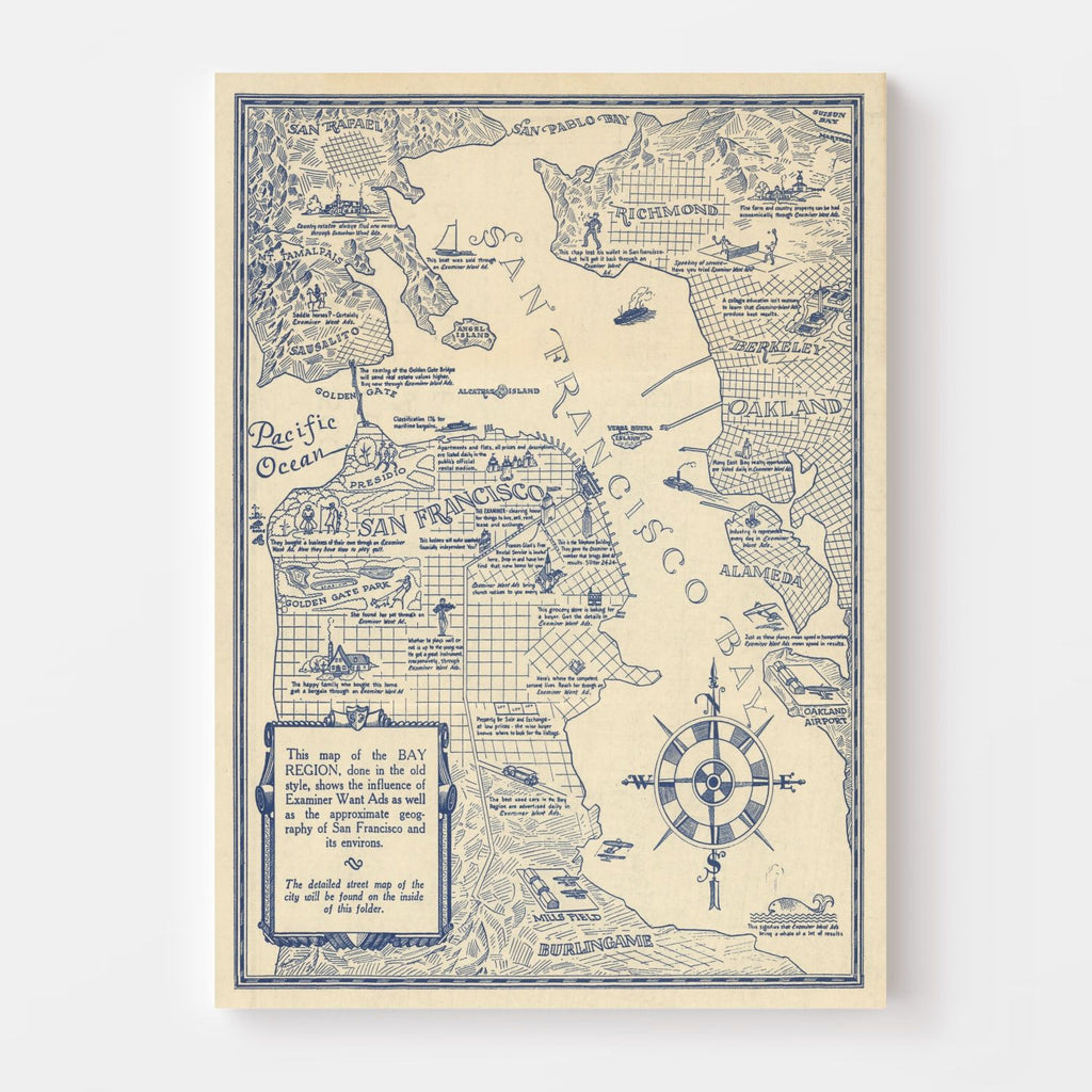 Vintage Map of San Francisco, California 1925