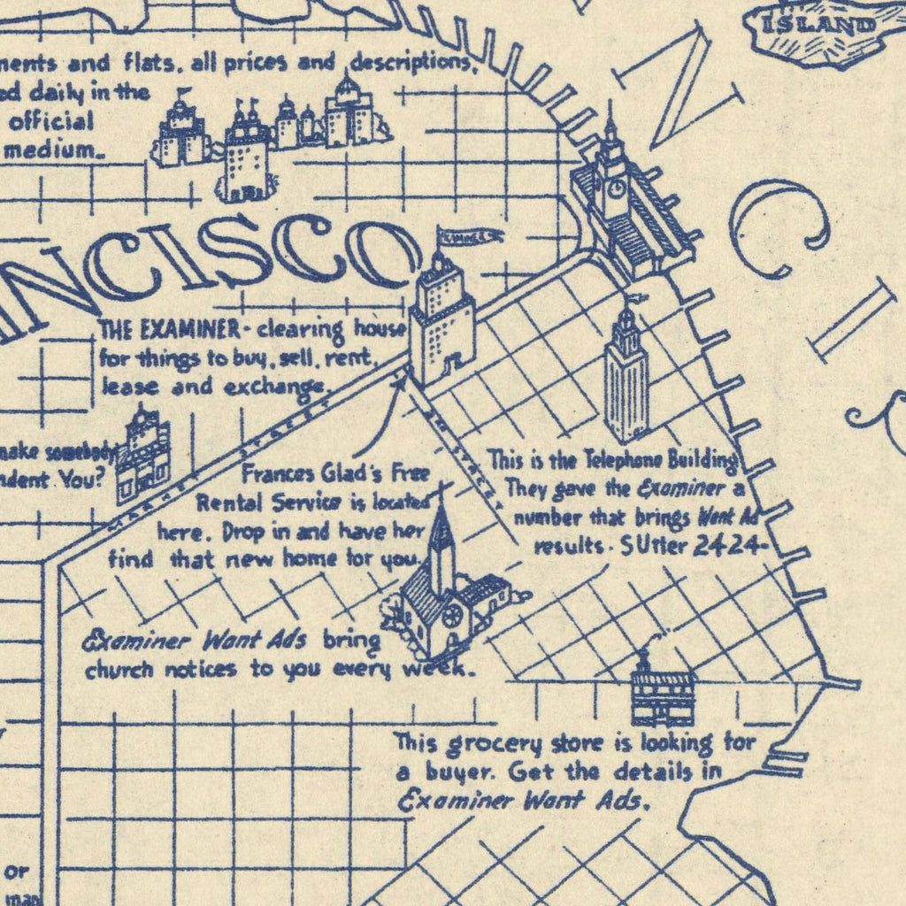 Vintage Map of San Francisco, California 1925