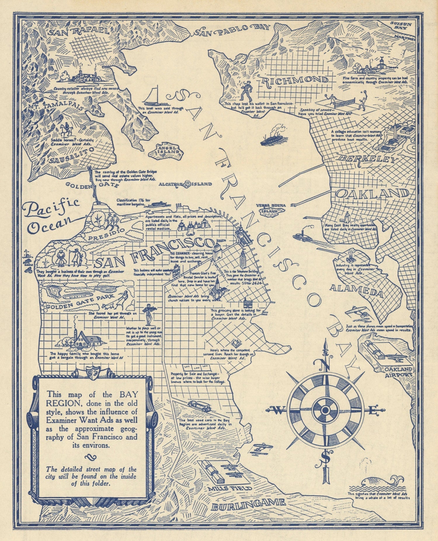 Vintage Map of San Francisco, California 1925