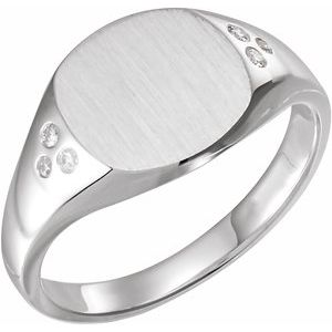 Platinum .05 CTW Natural Diamond Square Signet Ring