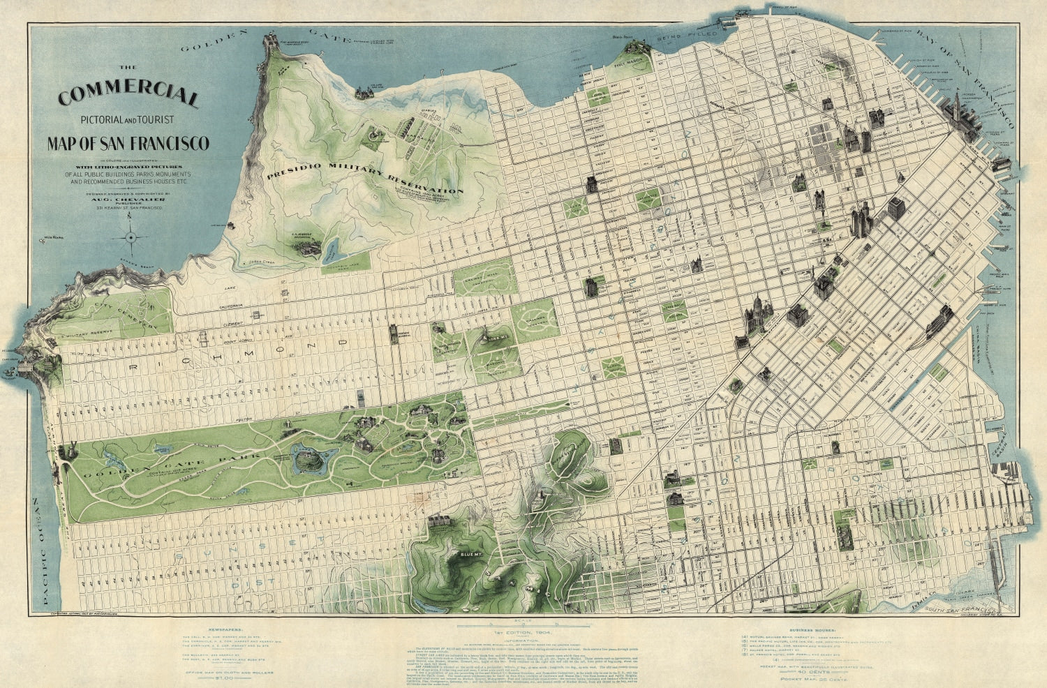Vintage Map of San Francisco, California 1904