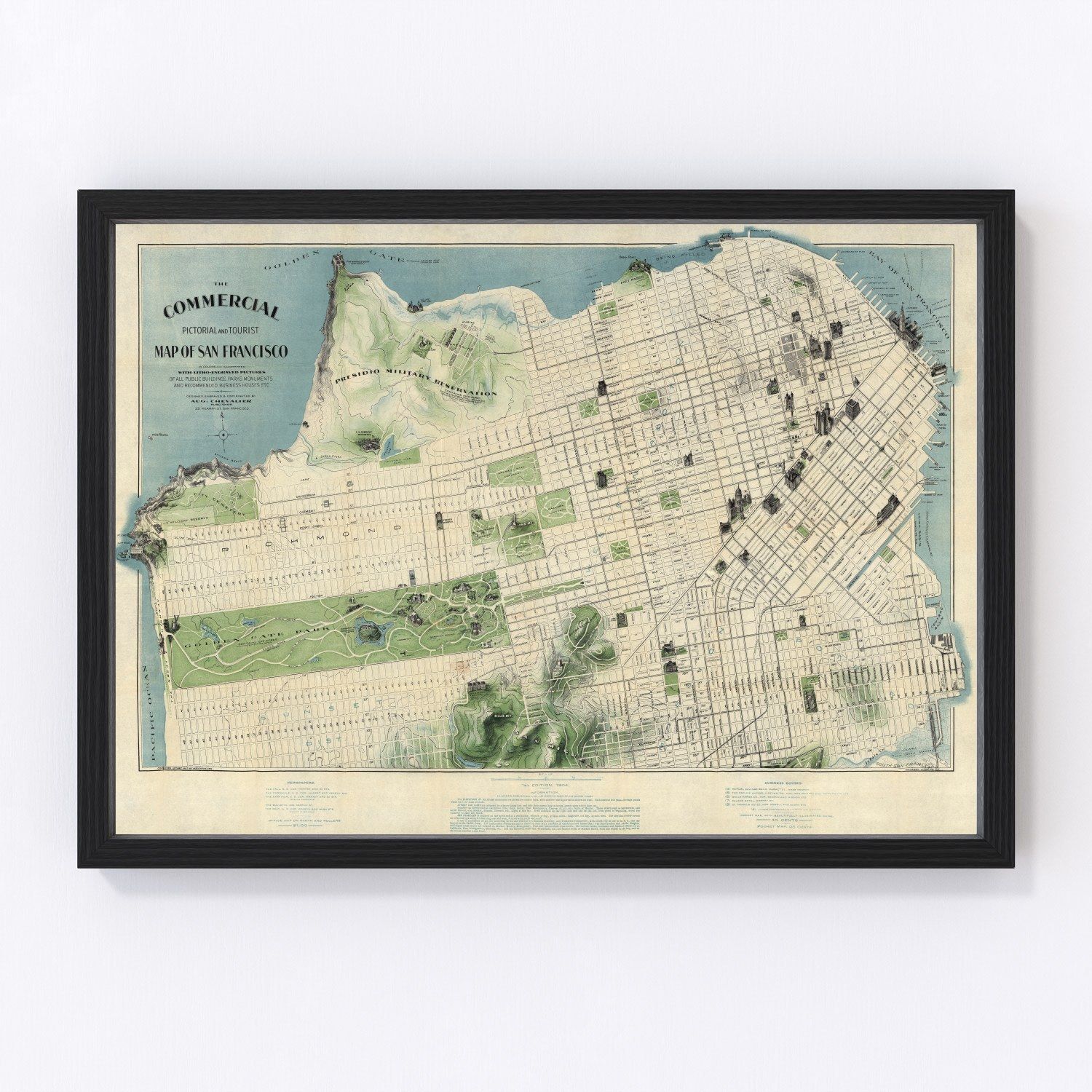 Vintage Map of San Francisco, California 1904