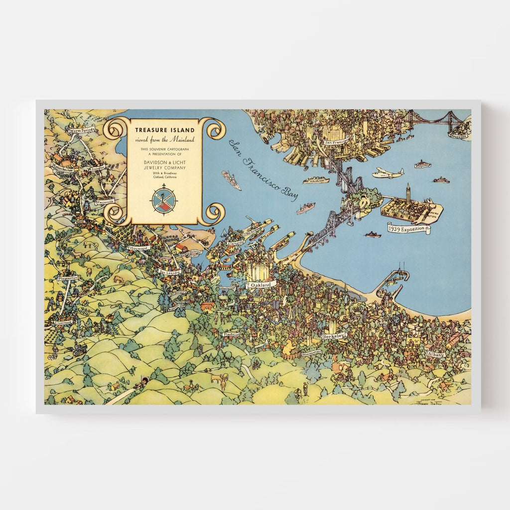 Vintage Map of San Francisco, California 1938