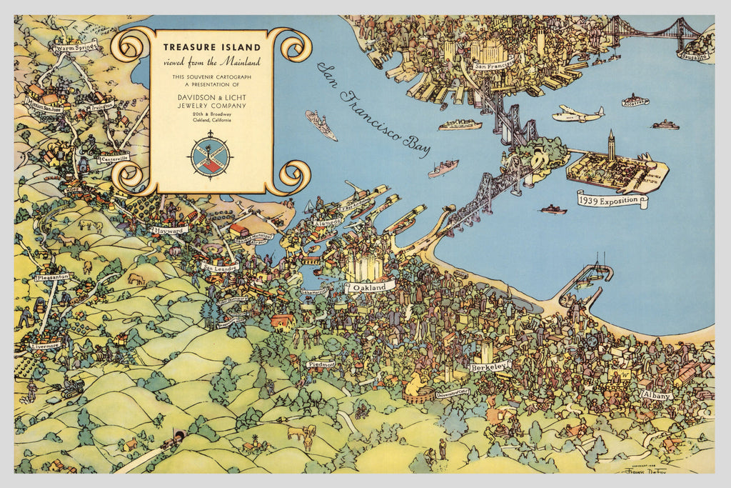 Vintage Map of San Francisco, California 1938