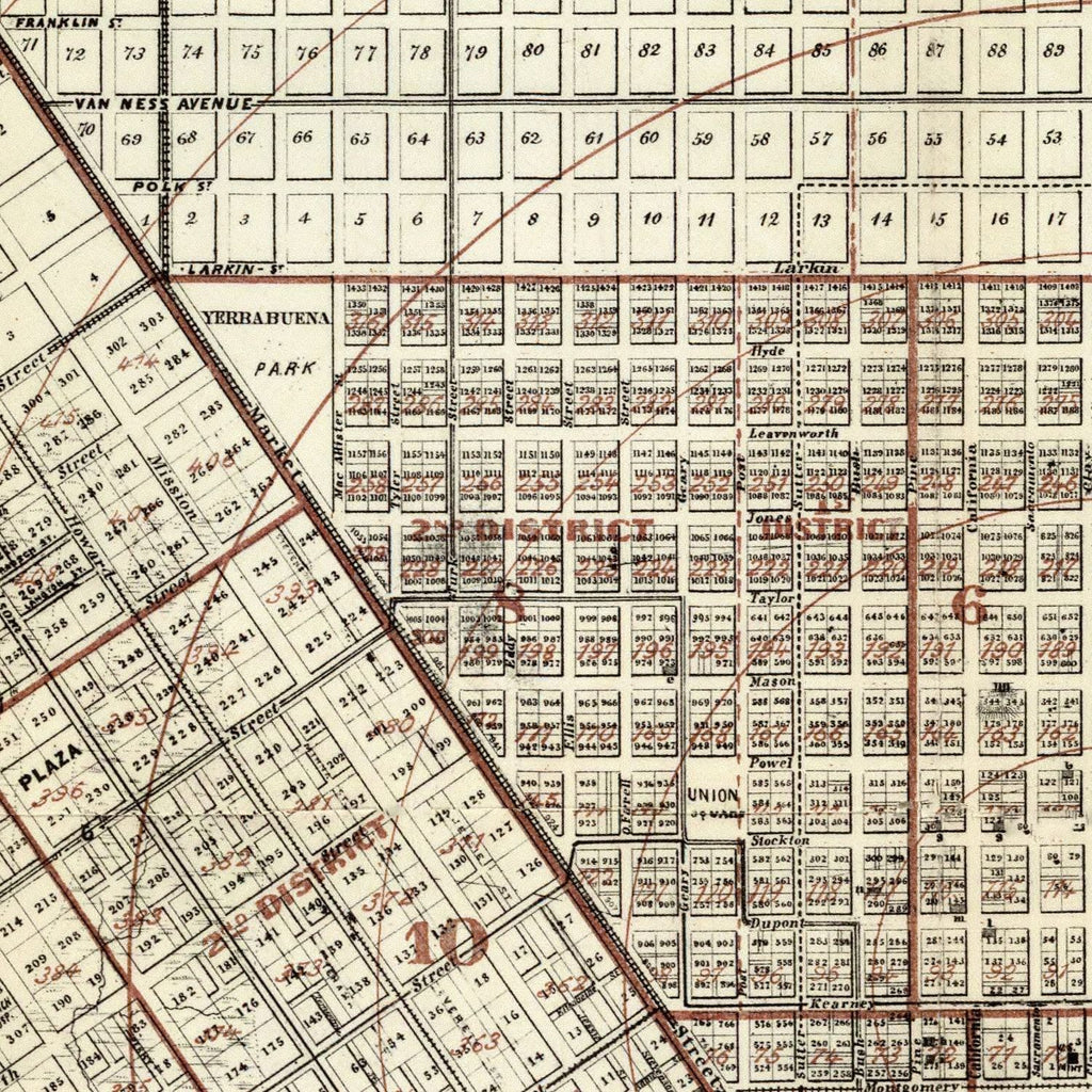 Vintage Map of San Francisco, California 1866