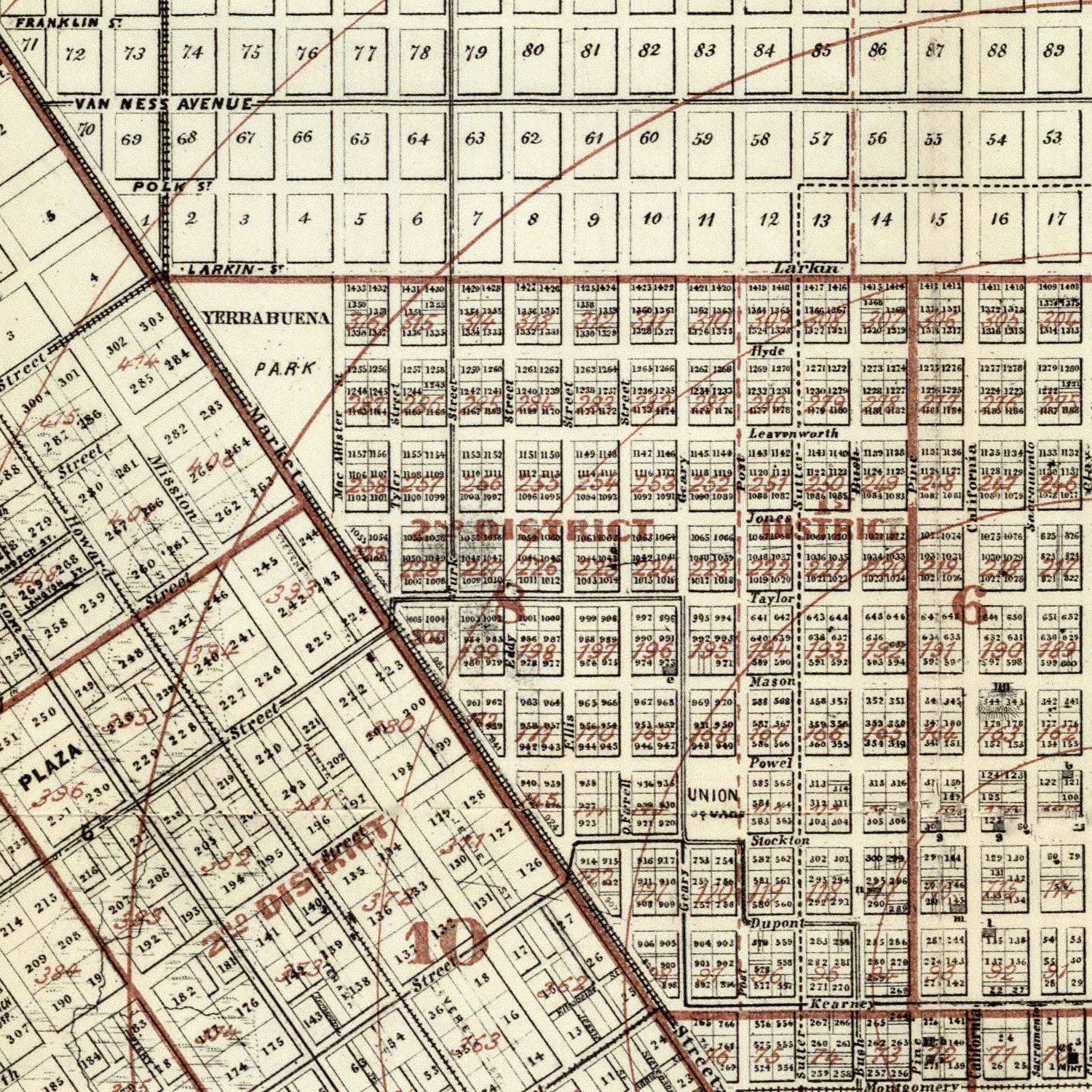 Vintage Map of San Francisco, California 1866