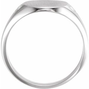 14K White Gold .05 CTW Natural Diamond Square Signet Ring